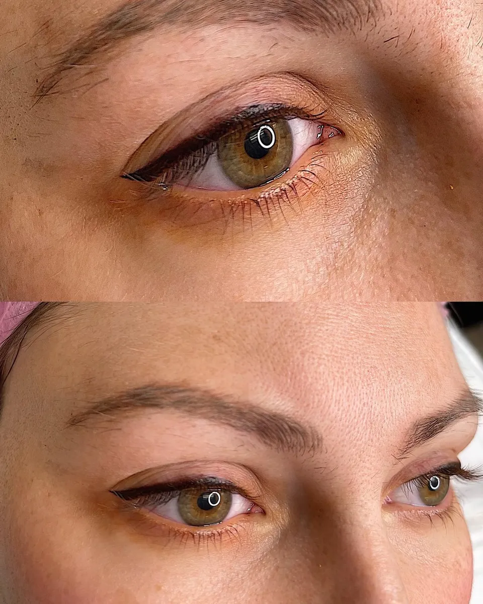 Defined brows with precise winged eyeliner by V Nails Lacombe