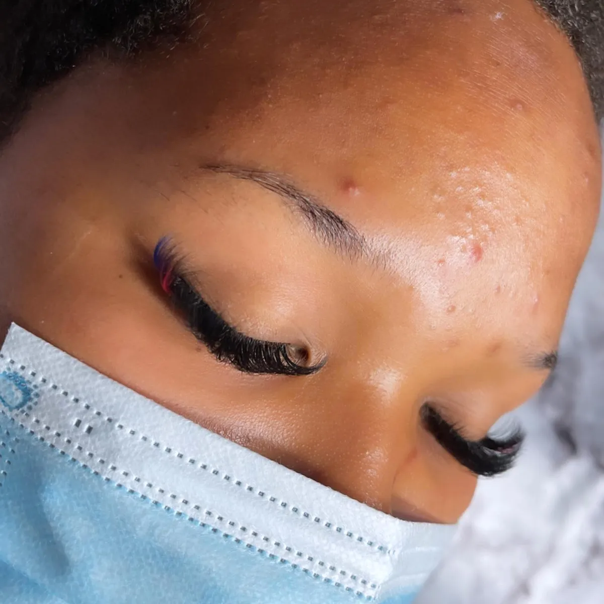 Wispy black volume lash extensions by V Nails Lacombe